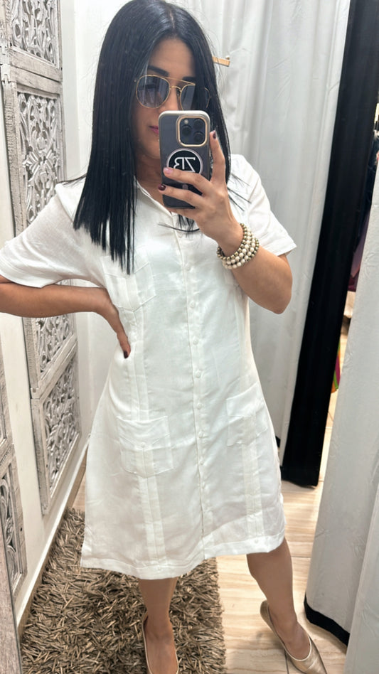 White guayabera dress