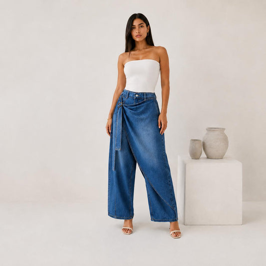 Wrap Denim Pants