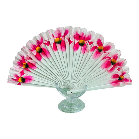 White and pink hand fan