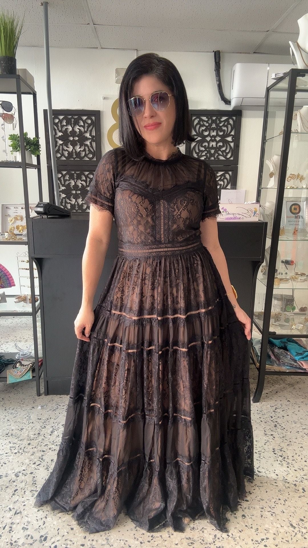 Long lace formal dress