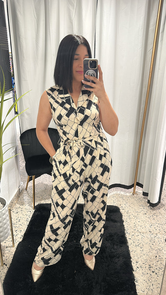 Black and beige jumpsuit