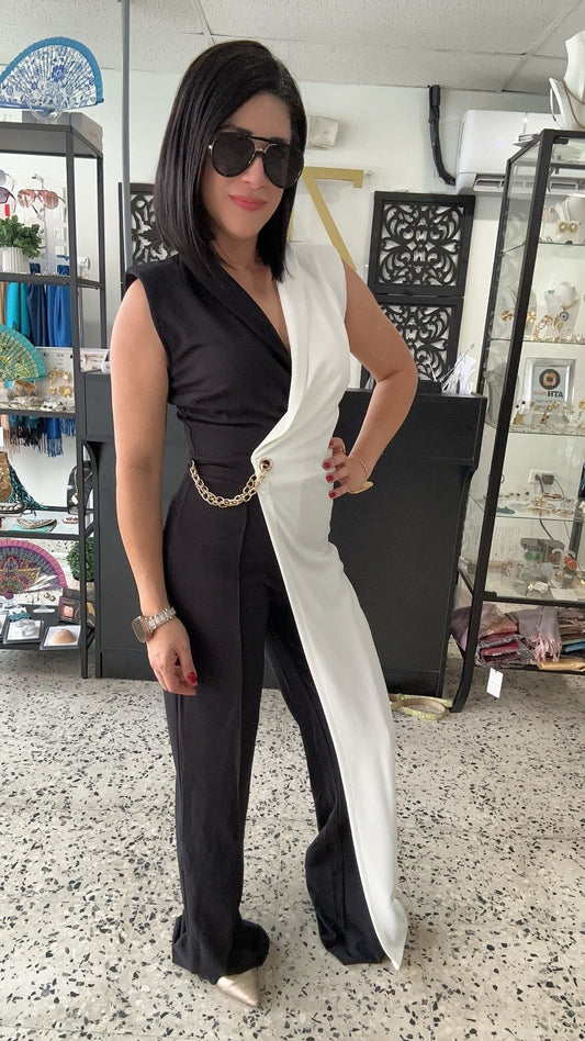 Black and white jumpsuit