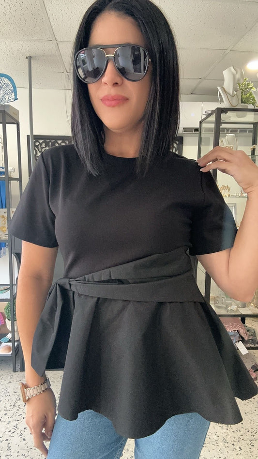 Black peplum top