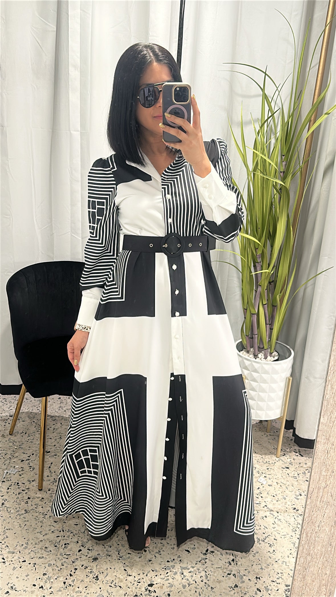 Black and white maxi dress