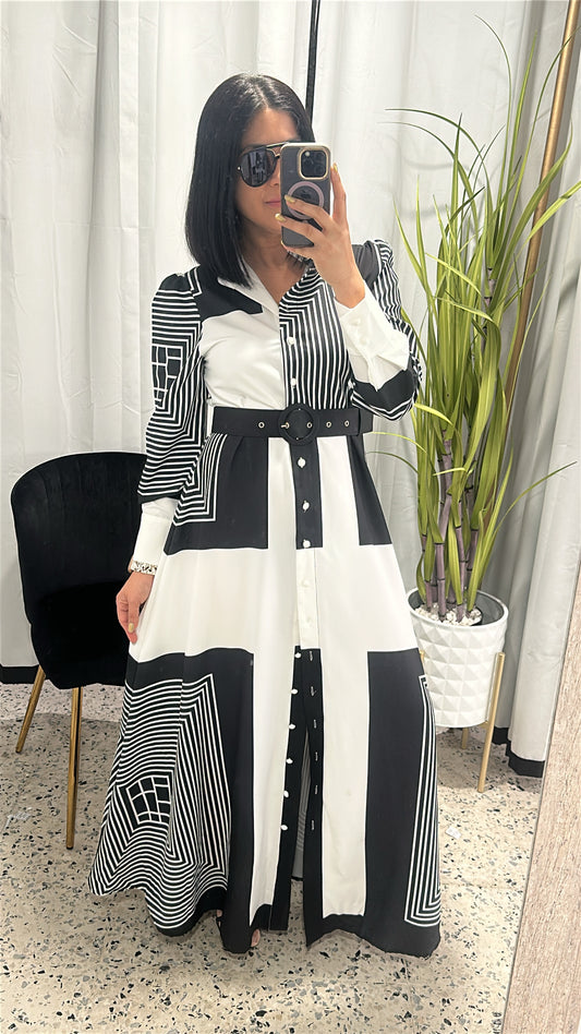 Black and white maxi dress