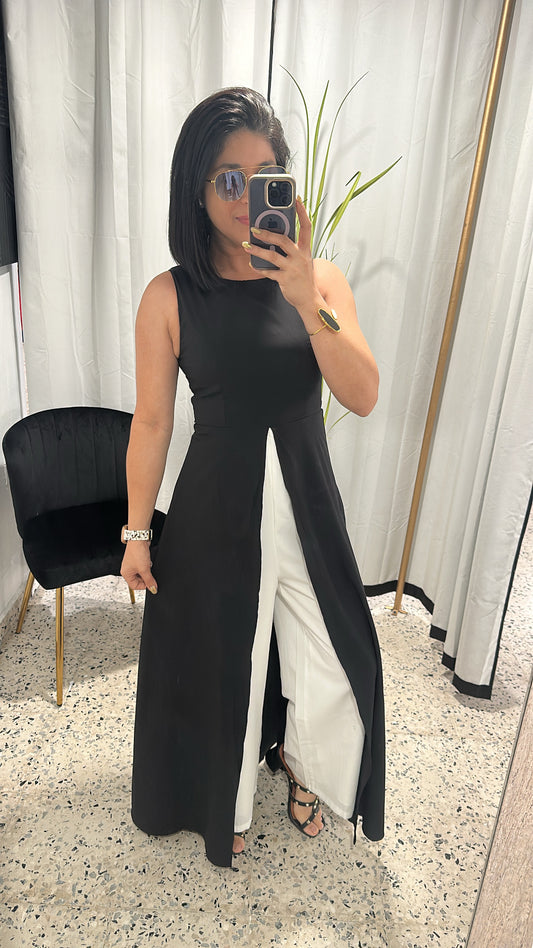 Contraste sleeveless jumpsuit