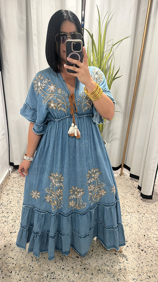 Denim long dress