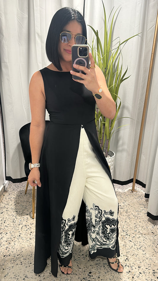 Border print jumpsuit