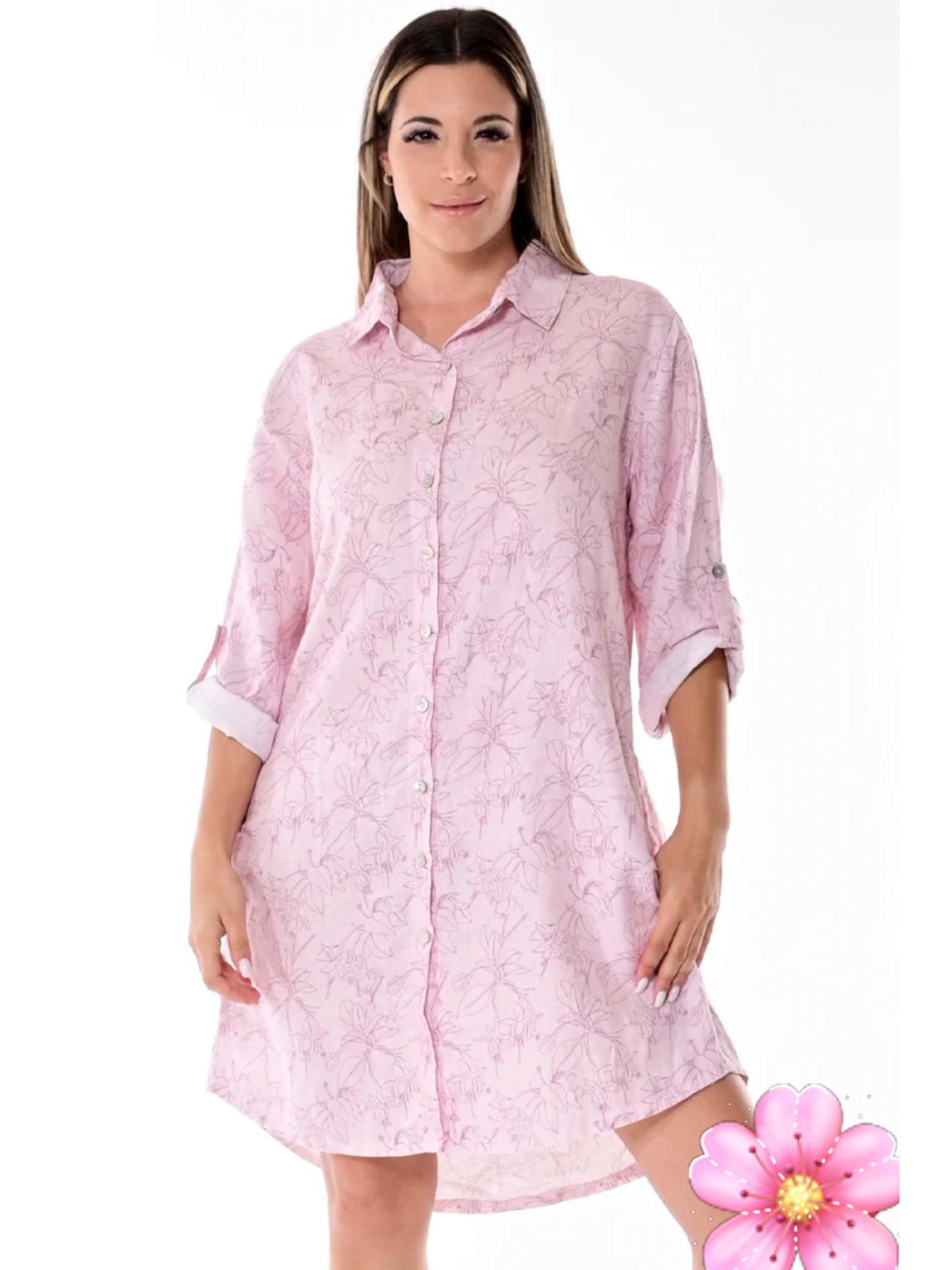 Rose Linen Dress